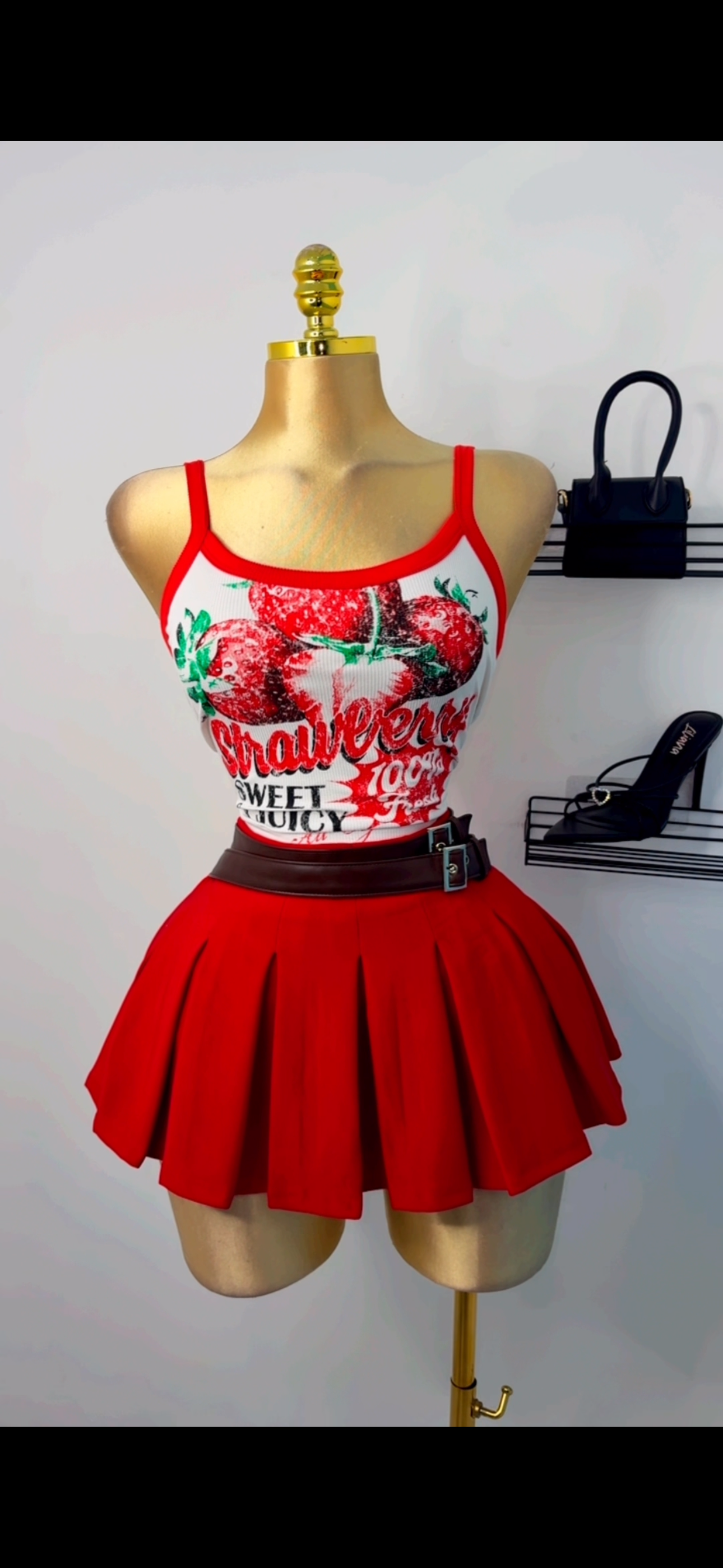 Strawberry Print Crop Top