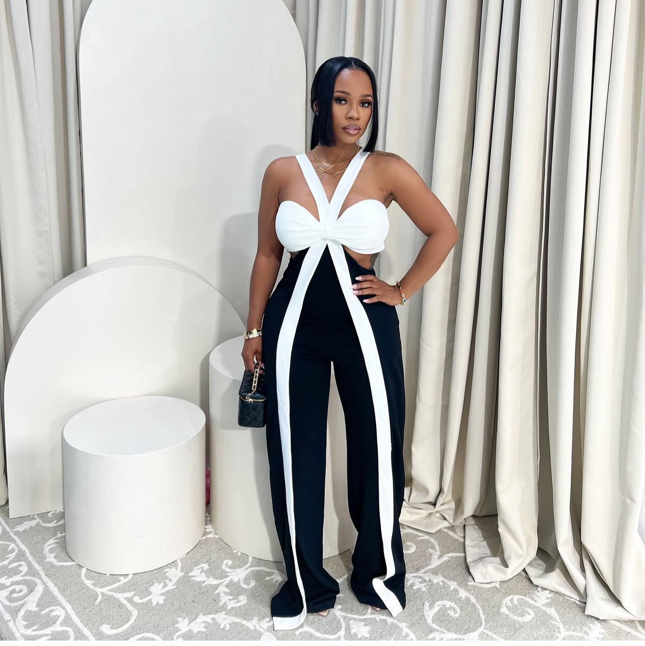 Black and white romper
